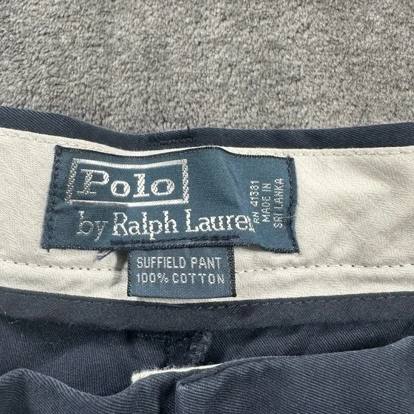 Vtg Polo Ralph Lauren Pants Suffield Flat Front Chino Mens  38x32 Blue - Picture 6 of 11